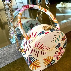 Tropical Print Crossbody Bag with Clasp Opening